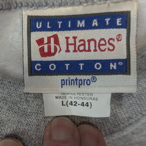 Vintage Hanes Gray Sweatshirt Large with Thomas Jefferson/Virginia Constitution - Picture 3 of 10